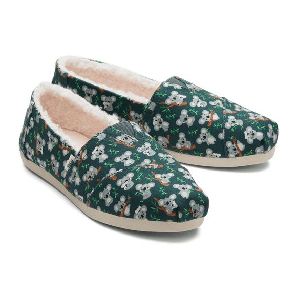 TOMS Women's Alpargata Koala Print Slip-On Flats - Forest Green 7 - Picture 7 of 8